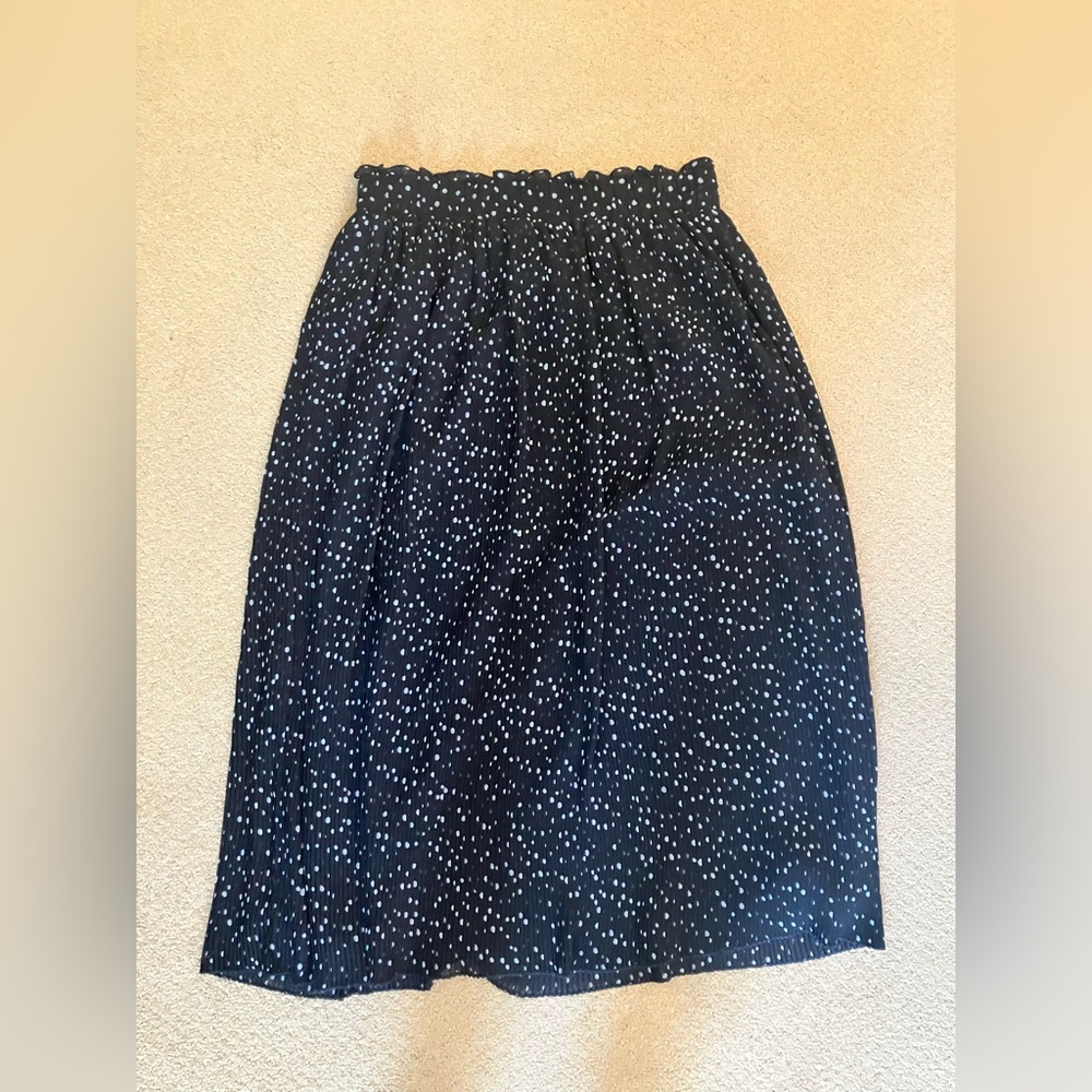 LOFT Navy and White Polka Dot Skirt
